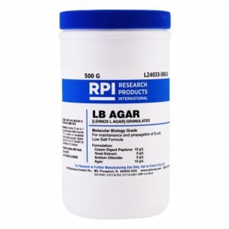 RPI LB Agar, Low Salt Formula, Granulated, 500 G L24033-500.0